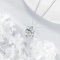 wholesale 925 Sterling Silver Heart-Shaped Moissanite Fruit Pendant Necklace with Green Leaves for Women Gifts-0-3