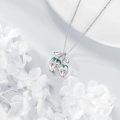 wholesale 925 Sterling Silver Cherry Pendant Necklace Heart Shaped Moissanite Platinum Plated Green Leaves-0-3