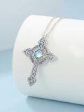 wholesale 925 Sterling Silver Abalone Shell Celtic Knot Cross Pendant Necklace for Women and Men - Religious s-0-1