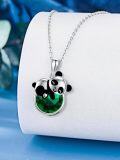 wholesale 925 Sterling Silver Panda Crystal Pendant Necklace-0-2