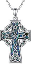 wholesale TOUPOP Celtic Cross Necklace For Women 925 Sterling Sliver Cross Pendant Necklaces Abalone Shell Jewelry Gifts For Women Her Daughter Religious Christian Gifts -0-0
