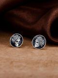 wholesale 925 Sterling Silver Gothic Skull Rose Stud Earrings for Men Women Black Enamel Leverbacks 4G-0-4