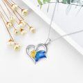 wholesale 925 Sterling Silver 925 Blue and Yellow Enamel Butterfly Heart Necklace Gift for Mom Wife Girlfriend Daughter Sister Friend-0-2