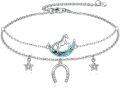 wholesale Sterling Silver Horse Bracelet with AAA Cubic Zirconia & Abalone Shells - Moon & Horseshoe Charm Jewelry Gift for Women-0-0