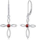 wholesale Cross Earrings For Women Sterling Silver Infinity Birthstone Dangle Cross Earrings Birthstone Jewelry For Women Christmas Gift From Women Her -0-0