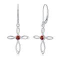 TOUPOP Sterling Silver Birthstone Infinity Cross Dangle Earrings For Women-0-0