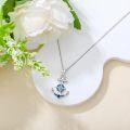wholesale 925 Sterling Silver Compass & Blue Crystal Anchor Pendant Necklace - Nautical s for Women-0-1