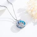 wholesale 925 Sterling Silver Blue Crystal Celtic Moon Star Pendant Necklace for Women-0-2