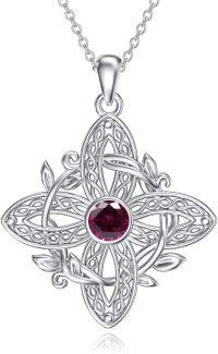 wholesale 925 Sterling Silver Birthstone Witches Knot Pendant Necklace-July