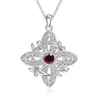 wholesale 925 Sterling Silver Birthstone Witches Knot Pendant Necklace-July