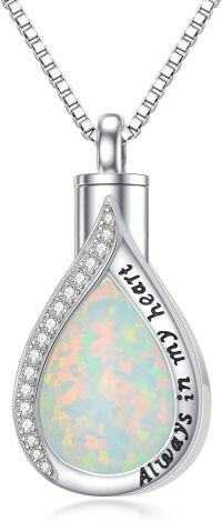 wholesale Sterling Silver Gemstone Urn Necklace for Ashes Memorial Jewelry-Z-Teardrop