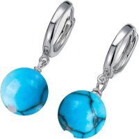 wholesale 925 Sterling Silver Agate Beaded Dangle Earrings for Women-Deep blue