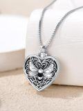 wholesale 925 Sterling Silver Heart Bee Cremation Keepsake Pendant Necklace with Funnel Kit and Chain - Always in My Heart-0-1