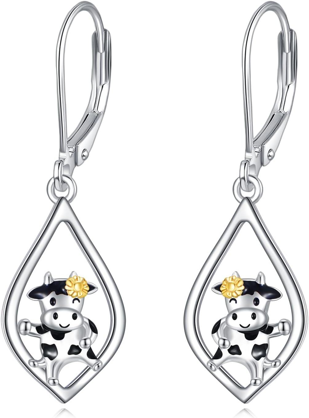 Sterling Silver Moonstone Bee Cow Dragonfly Earrings Animal Jewelry Gift-0-0