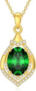 wholesale Gold-Plated 925 Sterling Silver Teardrop Cut Green Cubic Zirconia Halo Pendant Necklace-0-0