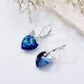 wholesale 925 Sterling Silver Blue Crystal Dragonfly Heart Leverback Earrings-0-3