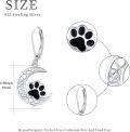 wholesale 925 Sterling Silver Crescent Moon & Cat Paw Print Leverback Drop Earrings Gift for Her-0-1