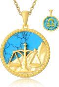 wholesale 18K Gold Plated Sterling Silver Synthetic Blue Turquoise Zodiac Necklace for Women-0-54