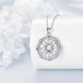 wholesale 925 Sterling Silver Round Cut White Topaz & Cubic Zirconia Nautical Compass Pendant Necklace for Women Girls s 36 Chain Length-0-4