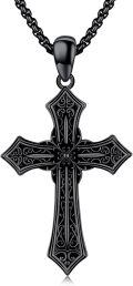 wholesale  Black Gothic Cross Necklace with Floral Design and Virgin Mary Centerpiece for Men & Women - Religious s-0-0