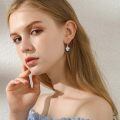 wholesale 925 Sterling Silver Peacock Feather Blue Crystal Drop Earrings-0-4