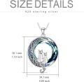 wholesale 925 Sterling Silver Cat on the Moon Pendant Necklace with Blue Circle Crystal for Women-0-5