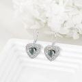 wholesale Sterling Silver Onyx Peridot Pink Moss Agate Turquoise Lapis Lazuli Heart Earrings-0-7