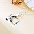 wholesale 925 Sterling Silver Black Enamel Crescent Moon Cremation Jewelry Keepsake Urn Pendant Necklace for Ashes-0-3