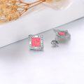 wholesale  Sterling Silver Opal Stud Earrings for Women Minimalist Square Fashion Gift -0-4