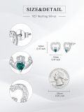wholesale 925 Sterling Silver Heart-Shaped Emerald Claddagh Celtic Knot Stud Earrings for St Patrick's Day-0-4