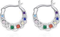 wholesale S925 Sterling Silver Celtic Knot Earrings for Women Irish Earrings Colorful Loop Loop Earrings Hoop Unisex Irish Jewelry Irish Gifts-Colorful
