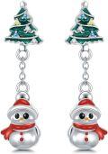 wholesale 925 Sterling Silver Christmas Tree Snowman Drop Earrings Holiday Gift for Her-0-0