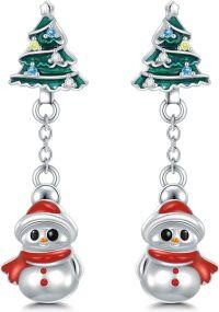 wholesale 925 Sterling Silver Christmas Tree Snowman Drop Earrings Holiday Gift for Her-Christmas