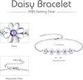 wholesale 925 Sterling Silver Purple Crystal Daisy Chain Bracelet Minimalist Fine s for Women Girls Mothers Day Birthdays Anniversaries-0-2