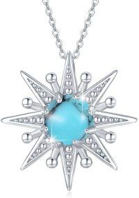 wholesale 925 Sterling Silver Turquoise Star Pendant Necklace for Women - Celestial Charm-30- Sun Turquoise