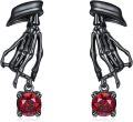 wholesale 925 Sterling Silver Skeleton Hand Red Crystal Dangle Stud Earrings Gothic-0-0