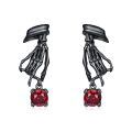 wholesale 925 Sterling Silver Skeleton Hand Red Crystal Dangle Stud Earrings Gothic-0-0