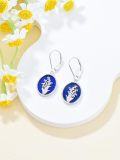 wholesale 925 Sterling Silver Lapis Lazuli Lily of the Valley Leverback Drop Earrings Floral Jewellery Gifts for Women-0-3