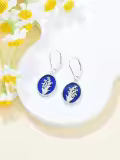 wholesale 925 Sterling Silver Lapis Lazuli Lily of the Valley Leverback Drop Earrings Floral Jewellery Gifts for Women-0-3