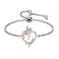 TOUPOP Sterling Silver & Rose Quartz Butterfly Initial F Letter Link Bracelet-0-0