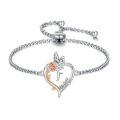 TOUPOP Sterling Silver & Rose Quartz Butterfly Initial F Letter Link Bracelet-0-0