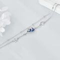 wholesale 925 Sterling Silver Blue Enamel Wave Starfish Shell Charm Ankle Anklet for Women-0-4