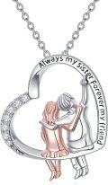 wholesale 925 Sterling Silver Heart Infinity Pendant with Sisters Embracing Design - Always My Sister Forever Friend-0-0