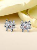 wholesale 925 Sterling Silver Gothic Halloween Voodoo Doll Heart Stud Earrings for Women-0-1