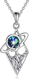 wholesale 925 Sterling Silver Abalone Shell Triangle Mountain Planet Pendant Necklace for Women and Girls-0-0
