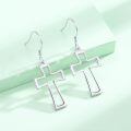 wholesale 925 Sterling Silver Hypoallergenic Long Cross Dangle Earrings for Women - Christian Religious -0-1