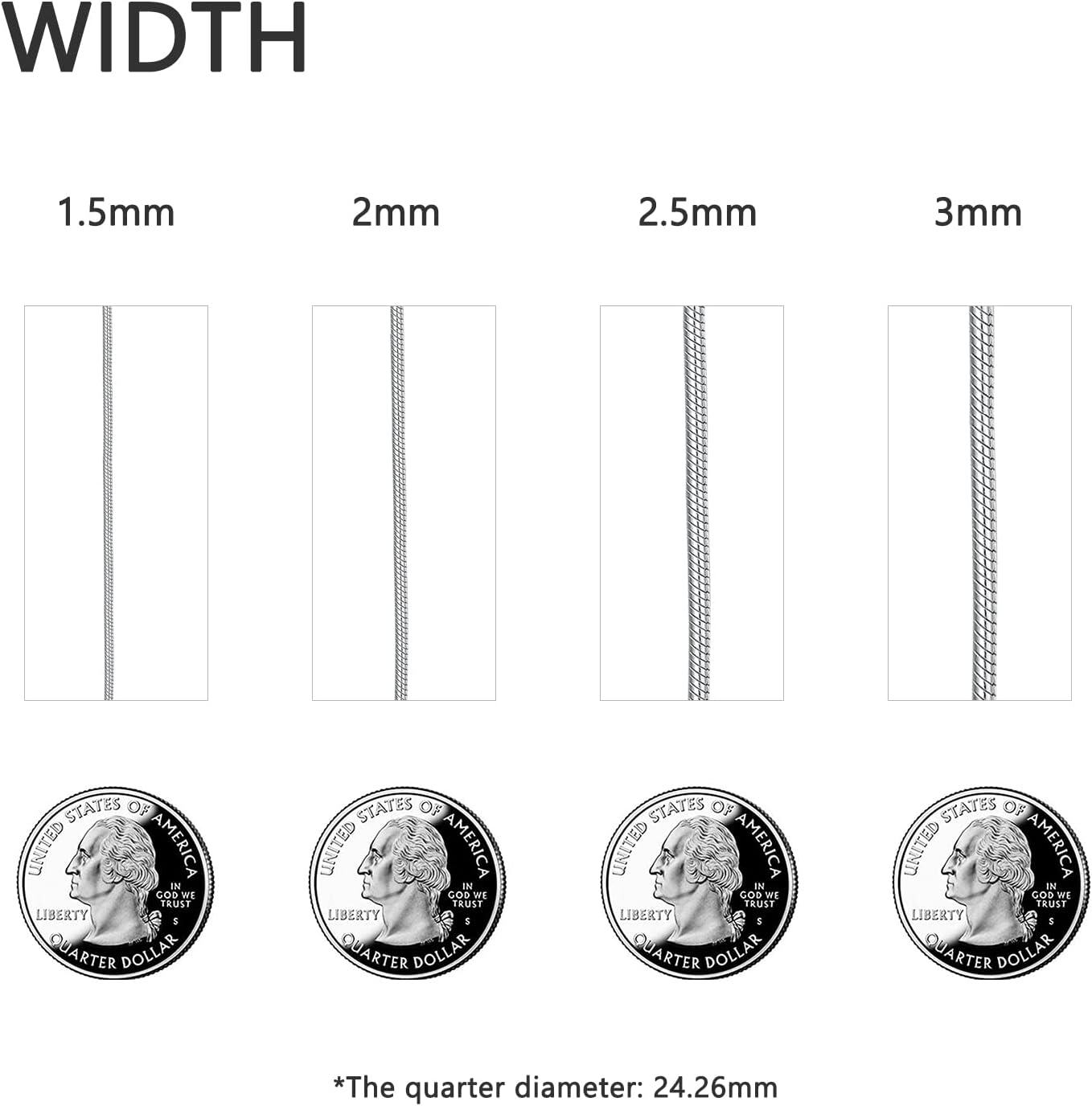 925 Sterling Silver Snake Chain Necklace for Men & Women - 1-3 mm Width (Length: Choose from 45cm to 78 cm)-0-4