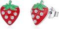 wholesale 925 Sterling Silver Red Enamel Fruit Stud Earrings (Strawberry)-0-0