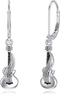 wholesale 925 Sterling Silver Guitar Shape Drop Earrings Music  for Women-Guitar