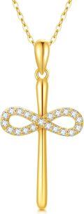 wholesale 14K Gold Infinity Cross CZ Pendant Necklace Religious s for Women-0-0